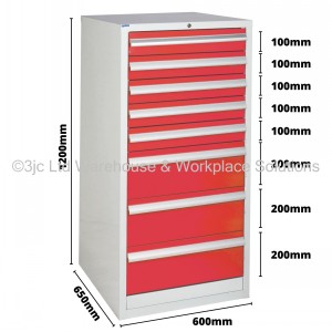 Euroslide Storage Cabinet 8 Drawer 1200mm Type 3